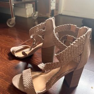 Tan braided heels